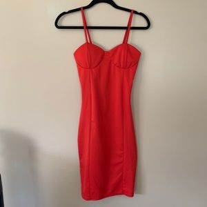Bodycon red spaghetti strap dress